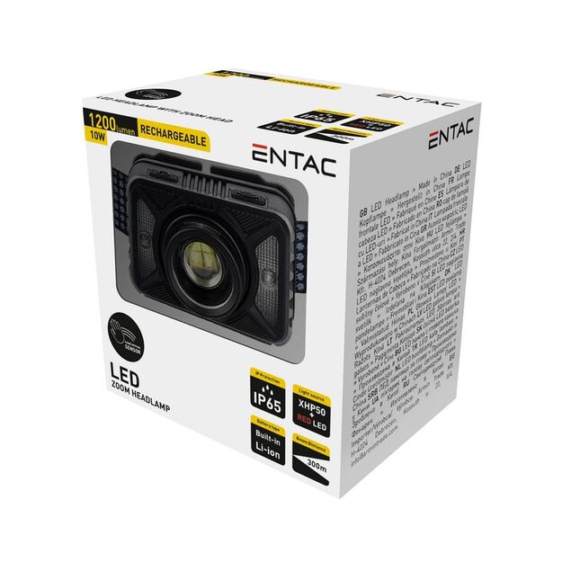 Lukturis ar kustības sensoru 10W XHP50 + sarkana gaisma