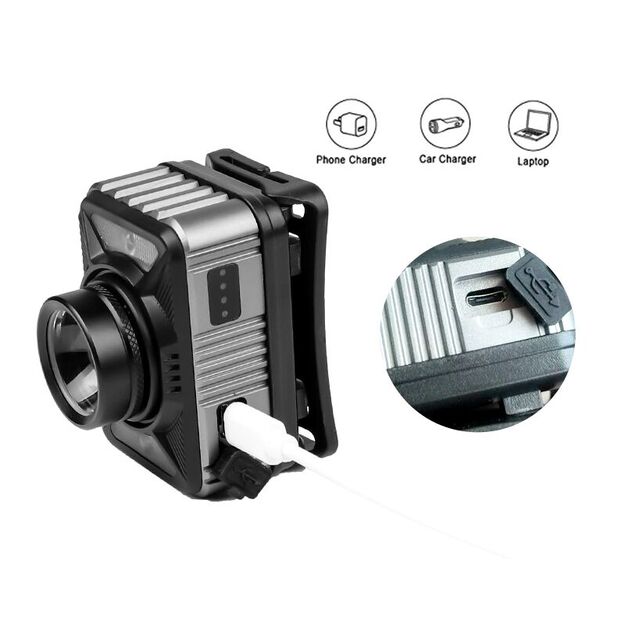 Lukturis ar kustības sensoru 10W XHP50 + sarkana gaisma