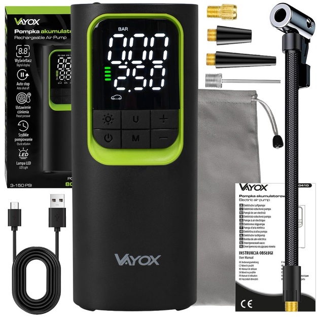 Rechargeable Air Pump with Powerbank Function 8000 mAh, VAYOX VA0410