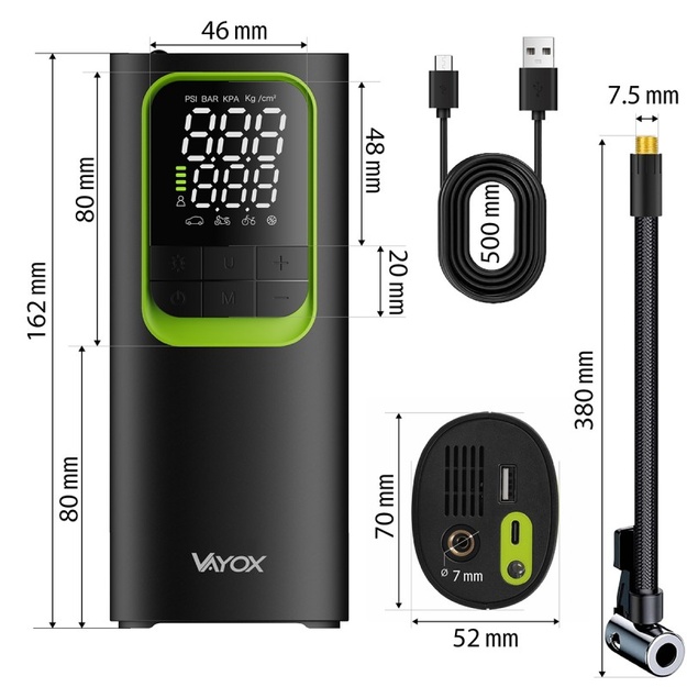 Rechargeable Air Pump with Powerbank Function 8000 mAh, VAYOX VA0410