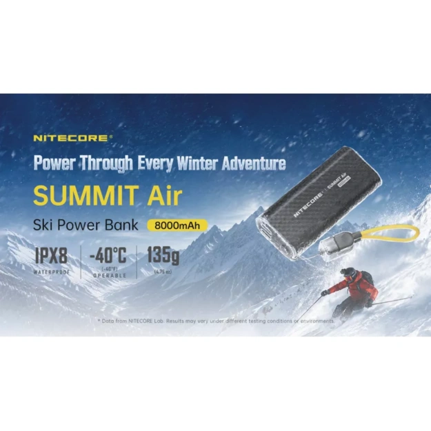 Nitecore SUMMITAIR 8000mAh ārējā baterija powerbank, izturīga pret aukstumu