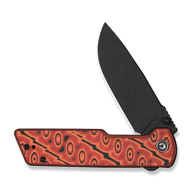 Saliekamais nazis Civivi Zygon Orange / Black Vortex Micarta, Black Stonewashed Nitro-V (C25035-2)