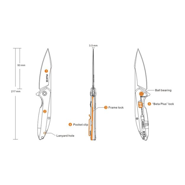 Ruike P128-SF knife, silver