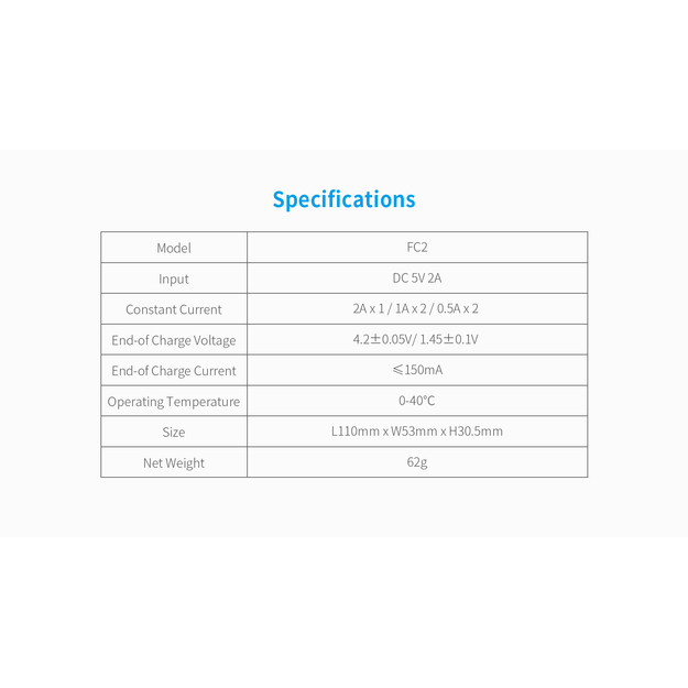 XTAR FC2 lādētājs Li-Ion un NiMh / NiCd akumulatoriem