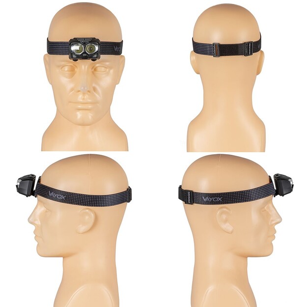 VAYOX uzlādējama galvas lampa ar kustības detektoru 500lm VA0078