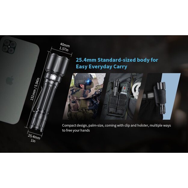 CYANSKY K3 īpa&scaron;i liela darbības rādiusa taktiskais lukturītis (600 m, 1600 lūmeni)