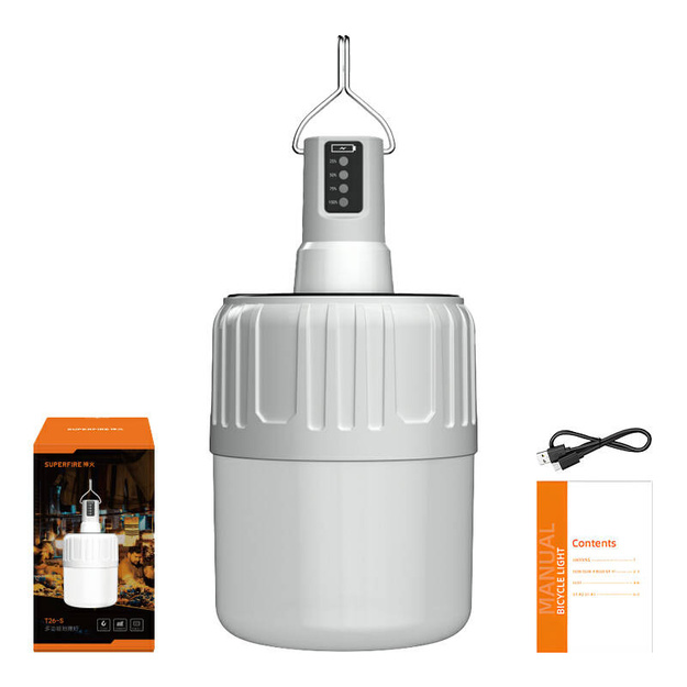 Superfire T26-S kempinga lampa ar saules paneli 500lm