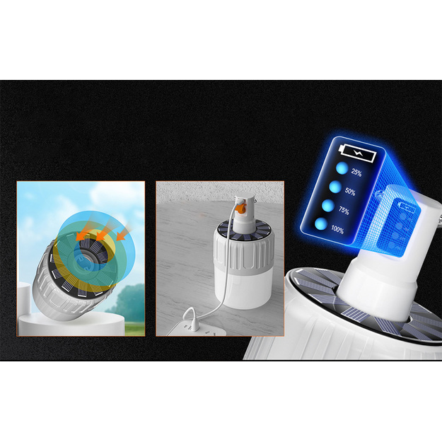 Superfire T26-S kempinga lampa ar saules paneli 500lm