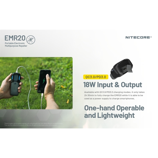 Nitecore EMR20 - moskītu atbaidītājs ar integrētu bateriju komplektu