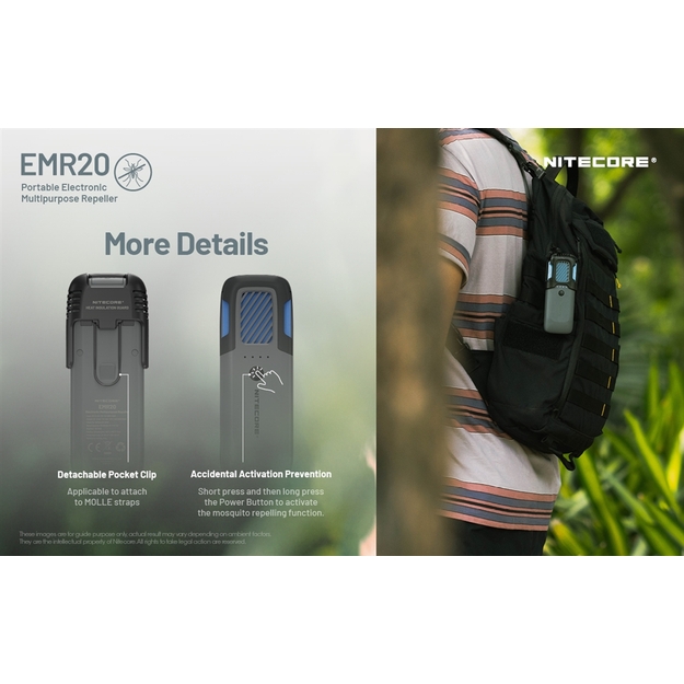 Nitecore EMR20 - moskītu atbaidītājs ar integrētu bateriju komplektu