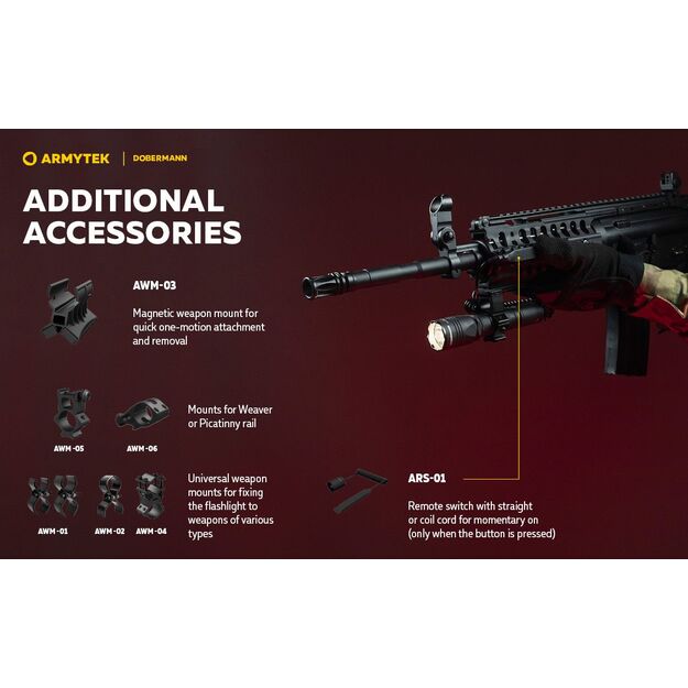 Armytek Dobermann 1000 lūmena 381 m medību komplekts