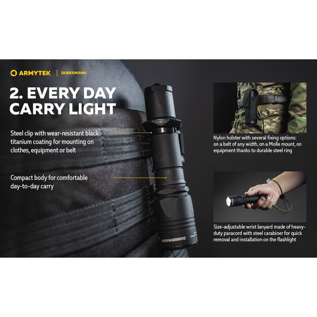 Armytek Dobermann 1000 lūmena 381 m medību komplekts