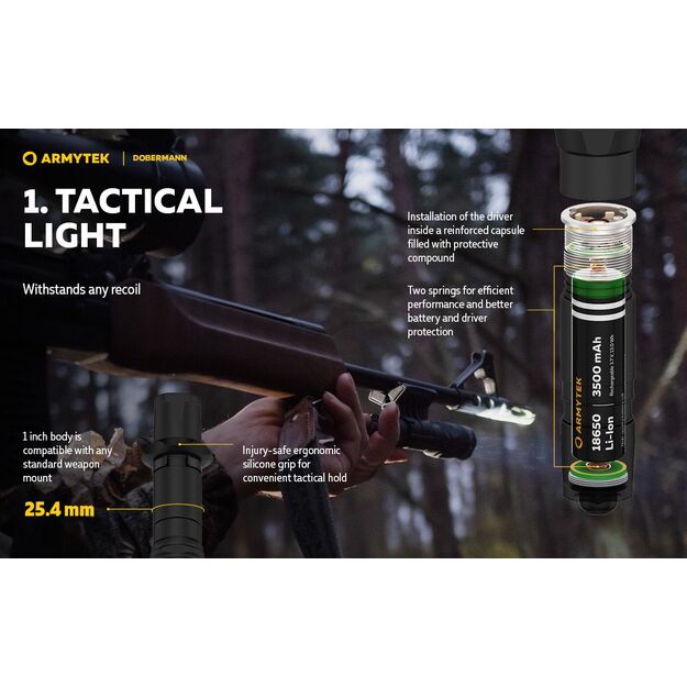 Armytek Dobermann 1000 lūmena 381 m medību komplekts