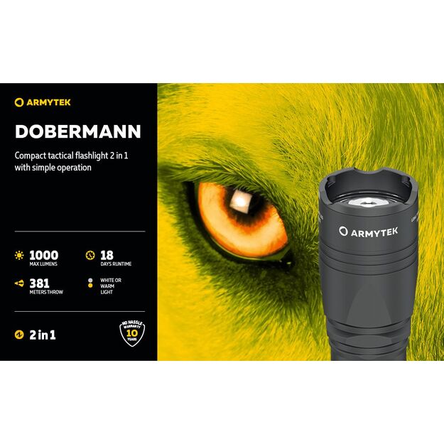 Armytek Dobermann 1000 lūmena 381 m medību komplekts