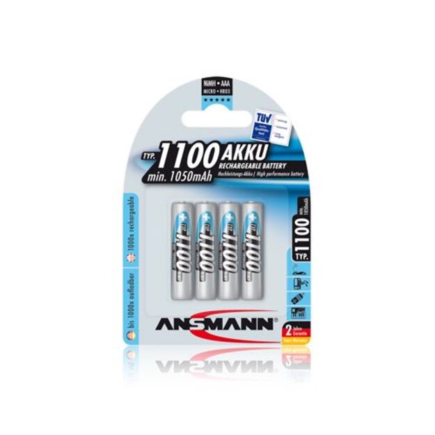 Akumulators R3 (AAA) 1.2V 1100mAh Ni-Mh ANSMANN (4 gab. iepakojumā)