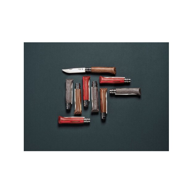 Opinel knife No.8 Laminated Brown with stainless steel blade and brown birch handle