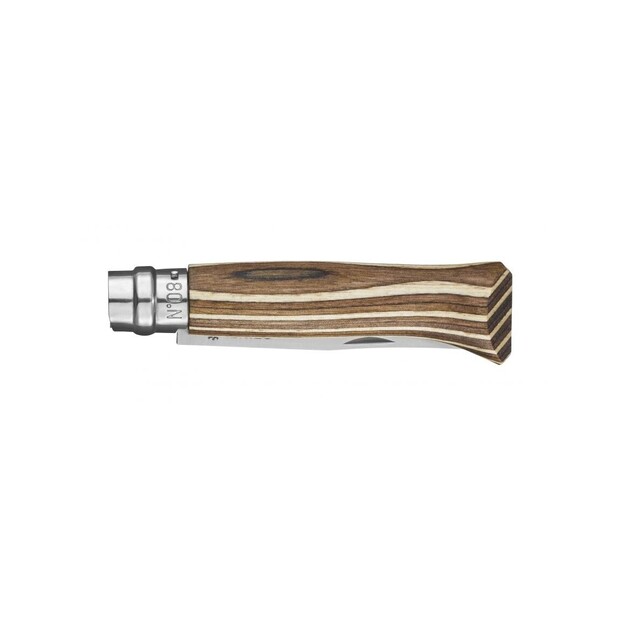 Opinel knife No.8 Laminated Brown with stainless steel blade and brown birch handle