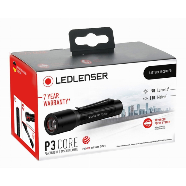 Ledlenser P3 Core, battery-powered flashlight, 90 lm