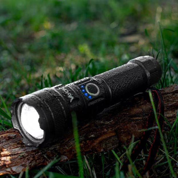 Vayox uzlādējams taktiskais lukturītis 600lm 10W LED ar powerbank funkciju VA0179