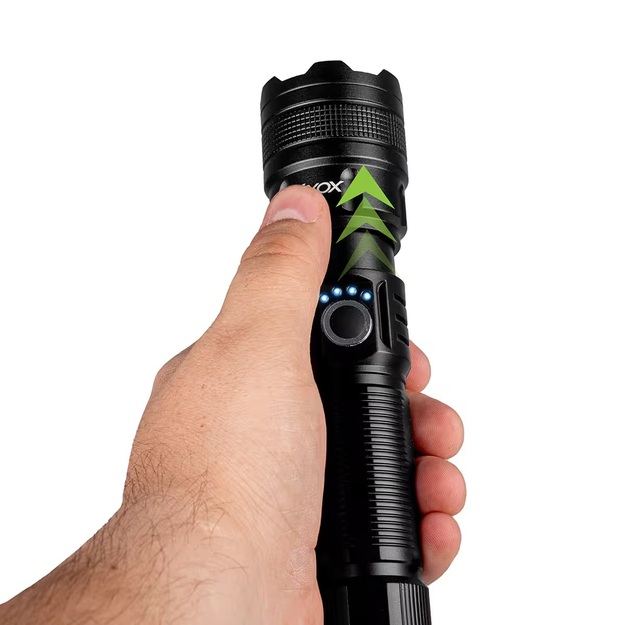 Vayox uzlādējams taktiskais lukturītis 600lm 10W LED ar powerbank funkciju VA0179