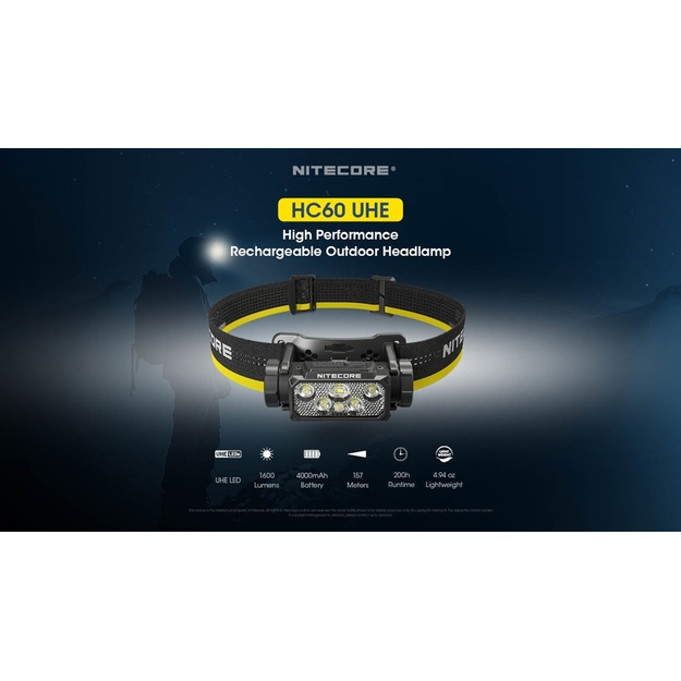 Nitecore HC60 UHE lukturītis 1600lm