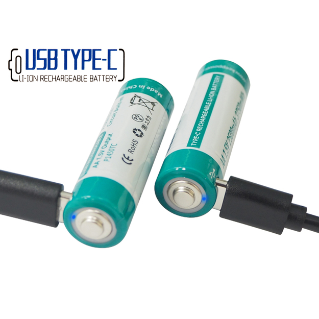 Keeppower AA 1.5V 2500mAh (3750mWh) Li-ion akumulators (uzlādējams, izmantojot USB-C) P1450TC