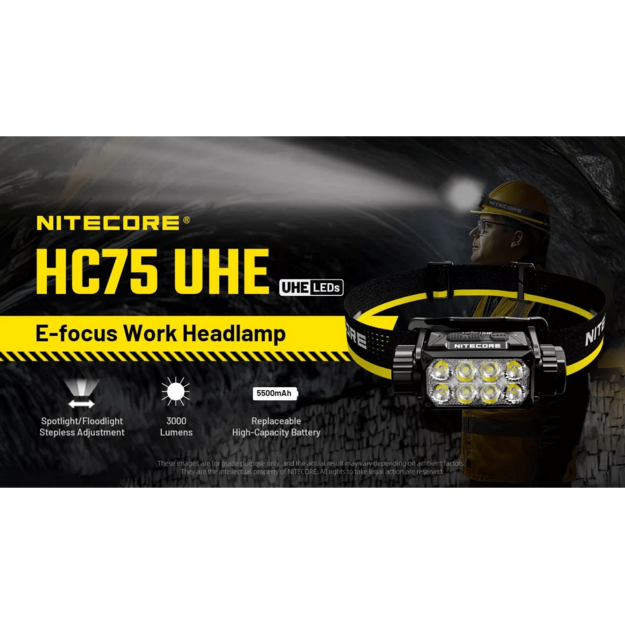 Nitecore HC75 UHE Headlamp 3000lm E-Focus