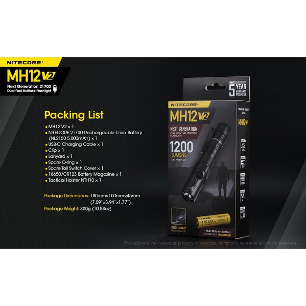 Nitecore MH12 V2 1200lm lukturis