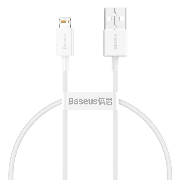 Baseus Superior sērijas kabelis no USB uz Lightning, 2,4A, 0,25 m (balts)