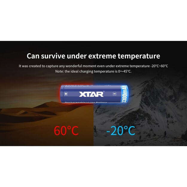 3300mah uzlādējams 18650 akumulators XTAR ar aizsardzību