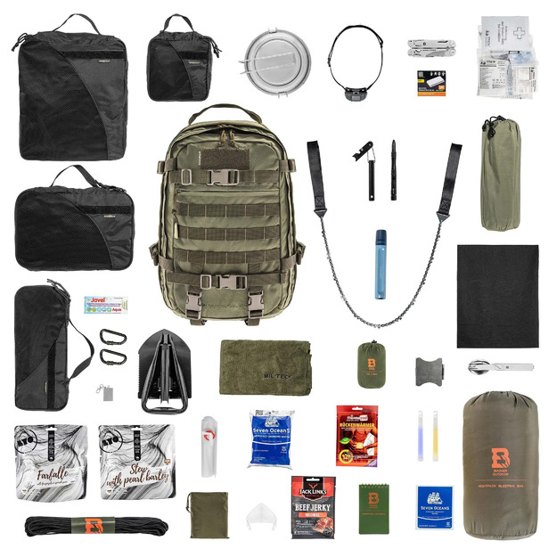 30 l standarta evakuācijas mugursoma - ar aprīkojumu