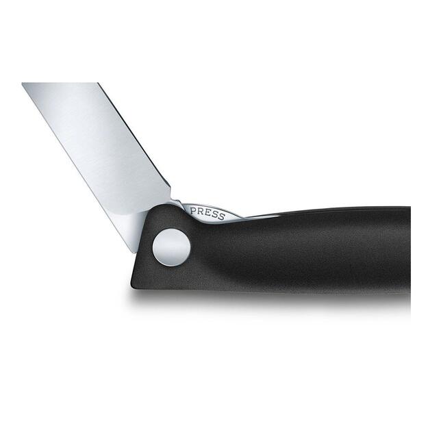 Victorinox black folding kitchen knife - serrated blade with rounded tip 6.7803.FB
