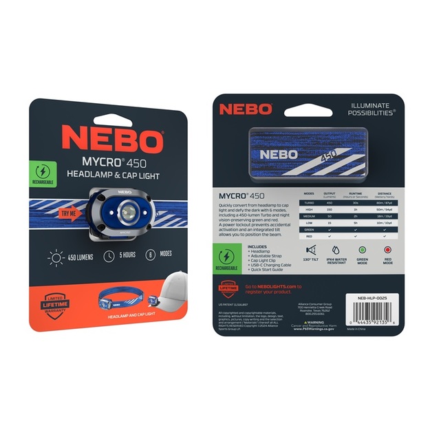 NEBO Mycro 450 lm Headlamp, Blue NE0025-H