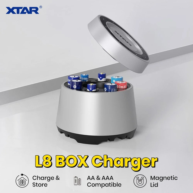 Xtar L8 Box &ndash; lādētājs litija jonu 1,5 V un Ni/MH 1,2 V AA/AAA akumulatoriem