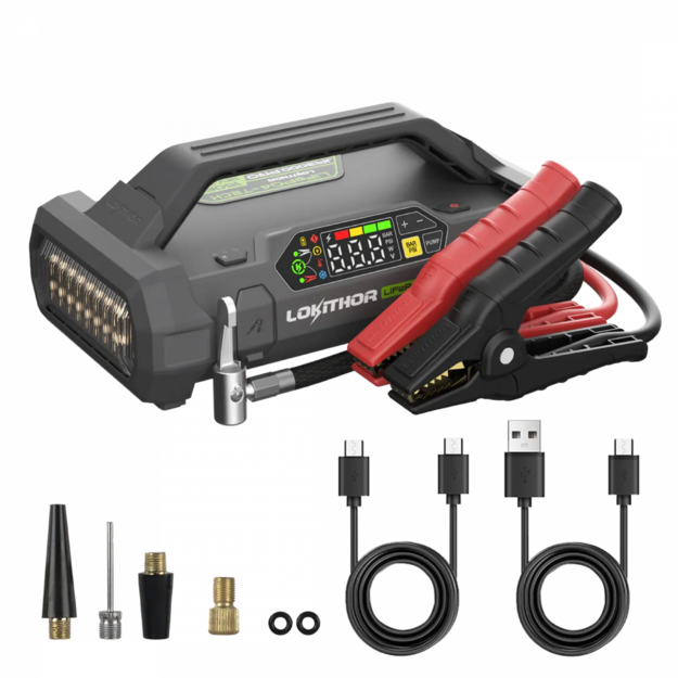 Lokithor JA3000 PRO &ndash; 12V 3000A LiFePO4 Jump Starter with Air Compressor