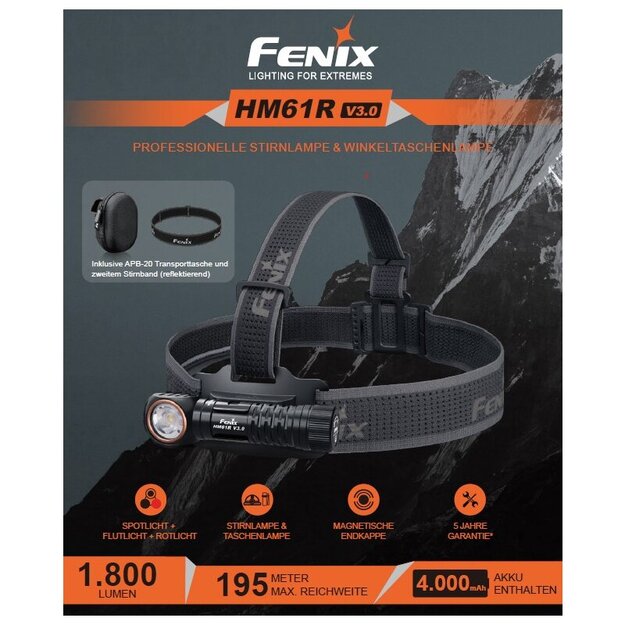 Fenix ​​​​​​HM61R V3.0 LED lukturītis ar maciņu un rezerves siksniņu