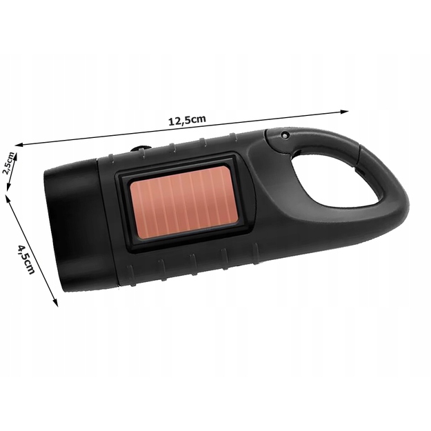 LED lukturis ar dinamo un saules bateriju