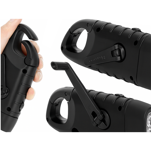 LED lukturis ar dinamo un saules bateriju