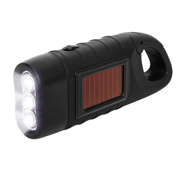 LED lukturis ar dinamo un saules bateriju