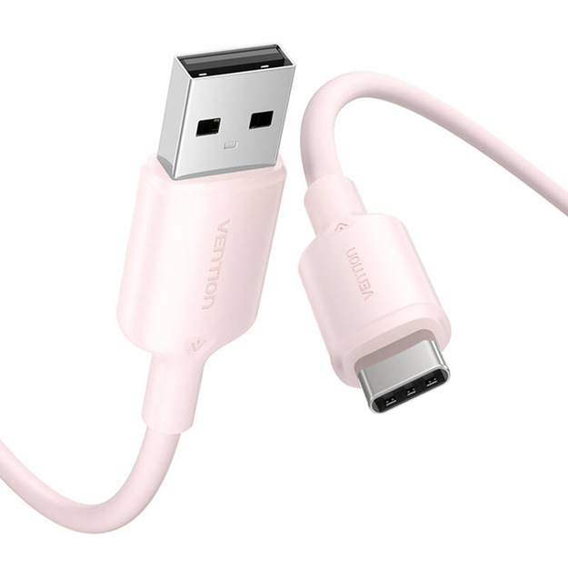 USB 2.0 A uz USB-C 3A kabelis Vention CTQPH 2M (rozā)