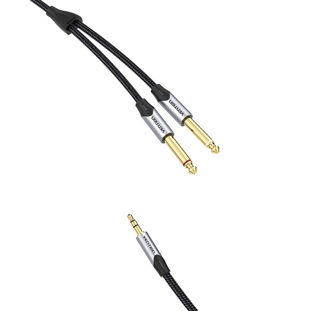 Audio kabelis mini jack 3.5mm uz 2x jack 6.35mm male Vention BARHK 8m