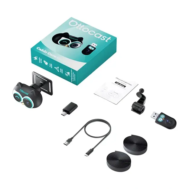 Ottocast Cabin Care wireless CarPlay adapter with baby car mirror