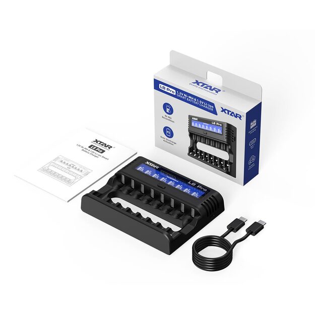 XTAR L8 Pro lādētājs AA / AAA 1,5V Li-ion un 1,2V Ni-MH baterijām
