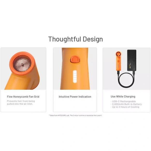 Nitecore NEF NANO - mini handheld fan, orange