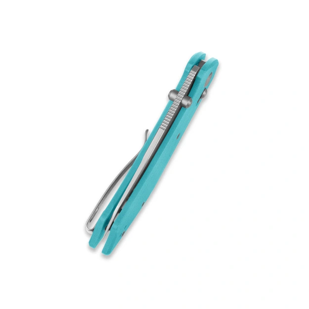 Geo Knife DIVID Folding Knife Stonewash M390 Blade, Tiffany Blue G10 GEO2507F