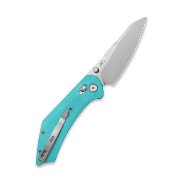 Geo Knife DIVID Folding Knife Stonewash M390 Blade, Tiffany Blue G10 GEO2507F
