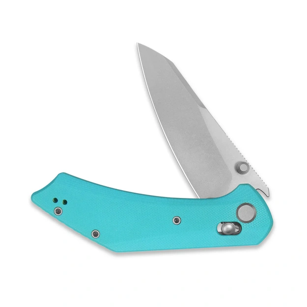 Geo Knife DIVID Folding Knife Stonewash M390 Blade, Tiffany Blue G10 GEO2507F