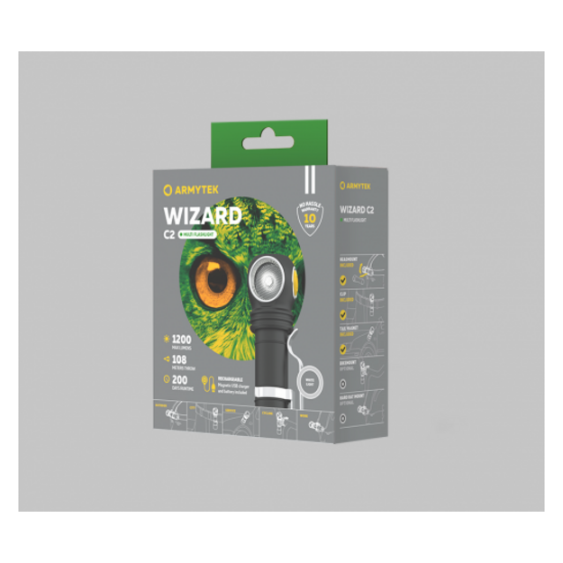 Armytek Wizard C2 Magnet USB lukturis, balts