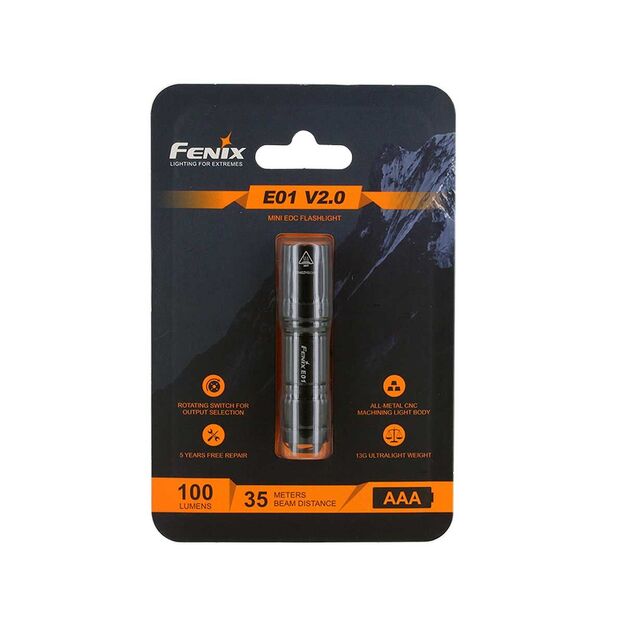 Fenix E01 V2.0 Keychain LED Flashlight, blue