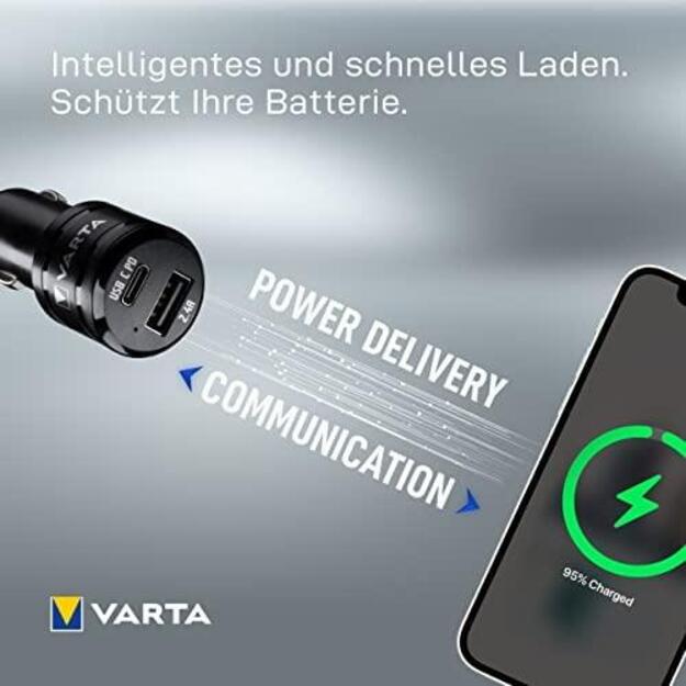 VARTA auto lādētājs ar dubultu USB ligzdu 57932